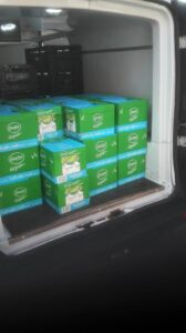 Koelbus met 480 pakken houdbare melk